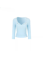 Embellished V-Neck Knit Top