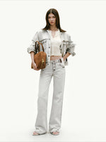 ＋5CM N4 Suede Straight Jeans