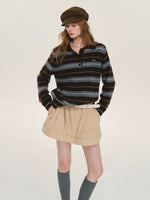 Vintage Striped Wool Polo Sweater