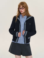 Contrast Sailor Collar Cable Cardigan