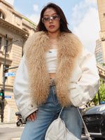 Polar Shearling Collar Denim Down Jacket