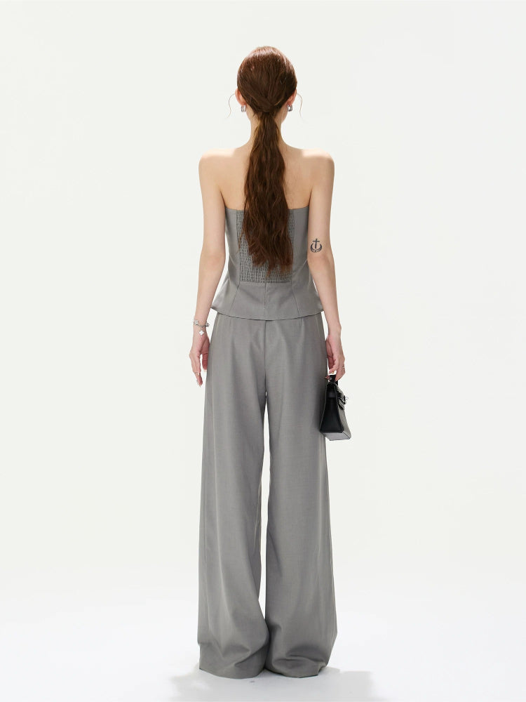 Asymmetrical Strapless Top &amp; Trouser Set