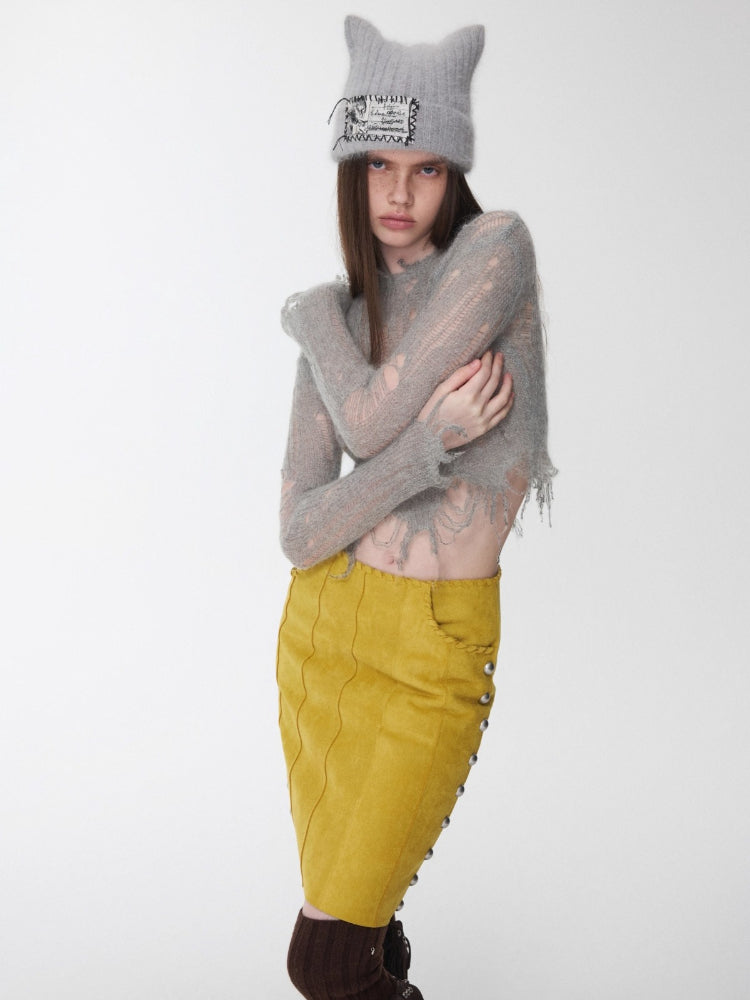 Mohair Distressed Cutout Sweater