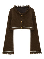 Wool Cropped Bell Sleeve Cardigan