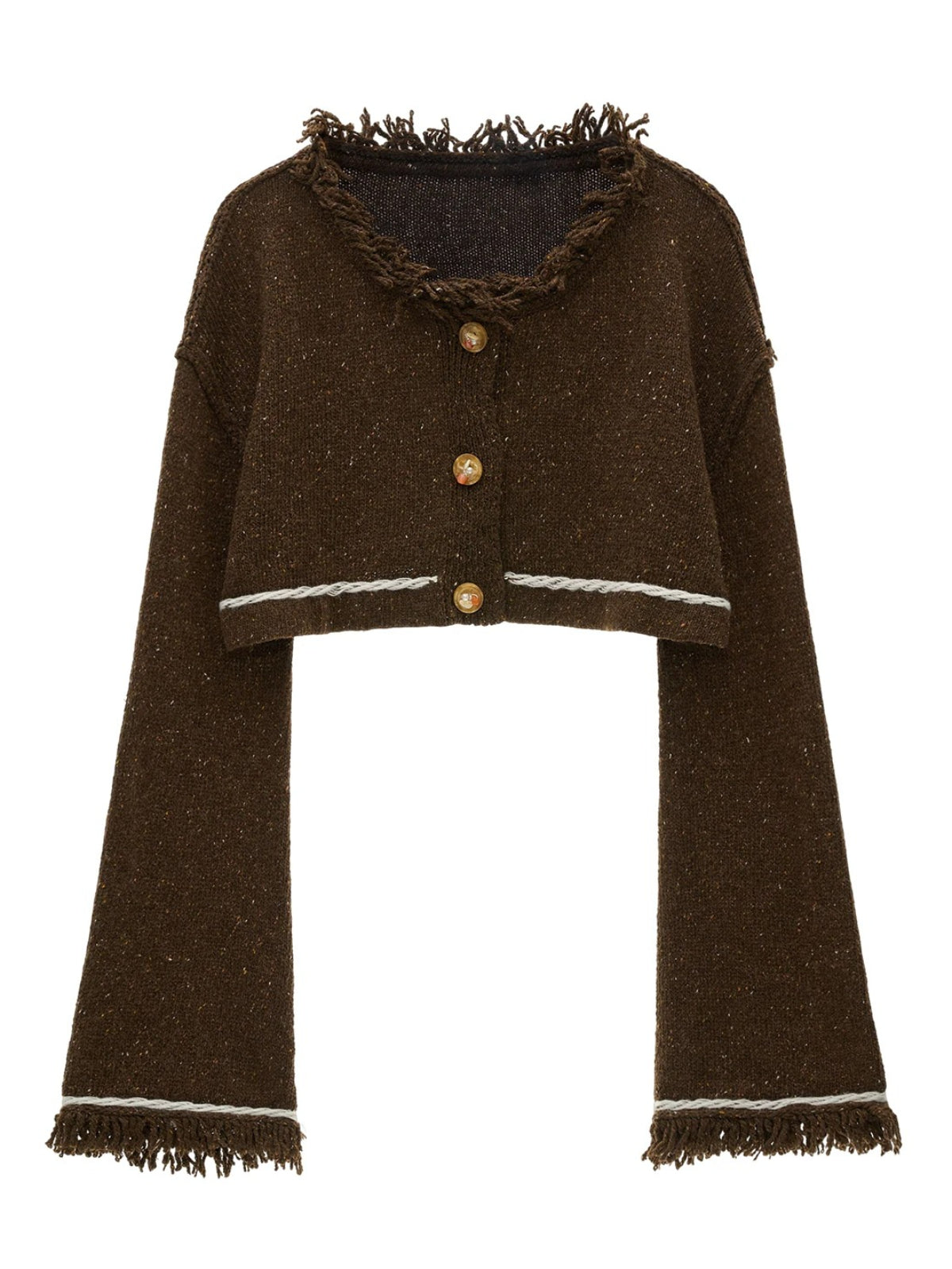 Wool Cropped Bell Sleeve Cardigan