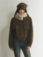 Vintage Detachable Fur-Collar Utility Jacket
