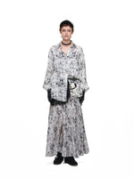 Vintage Newspaper Pleated Maxi Skirt