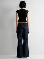 Structured Low Rise Drop-Crotch Flared Jeans