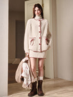Latitude 69° Wool Contrast Trim Knit Sweater Set