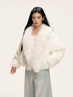 White Faux Fur Down Jacket