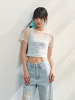 Blue Printed 2-in-1 T-shirt