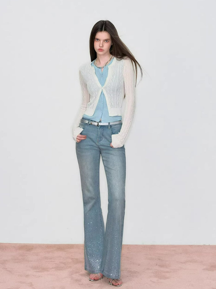 Faux Layered Colorblock Knit Cardigan