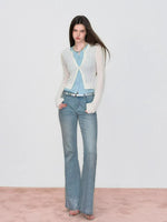 Faux Layered Colorblock Knit Cardigan