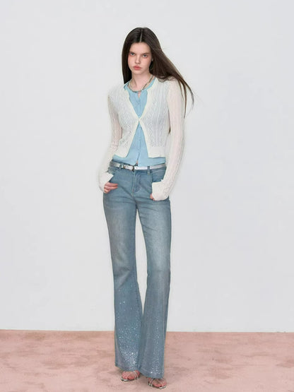 Faux Layered Colorblock Knit Cardigan