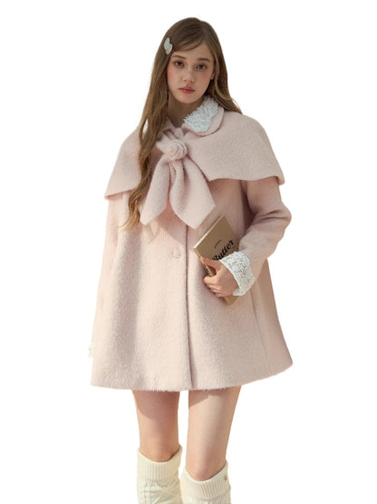 Two-Piece Cape Wool Coat