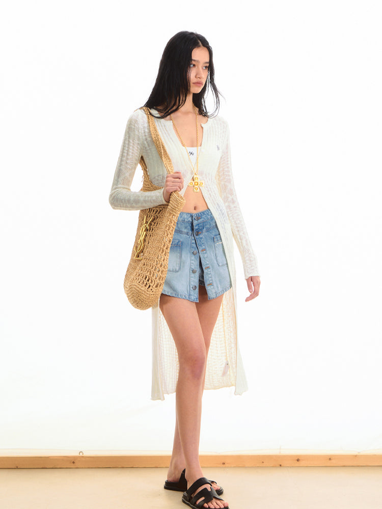 Anti-Pilling Round Neck Lightweight Knit Cardigan