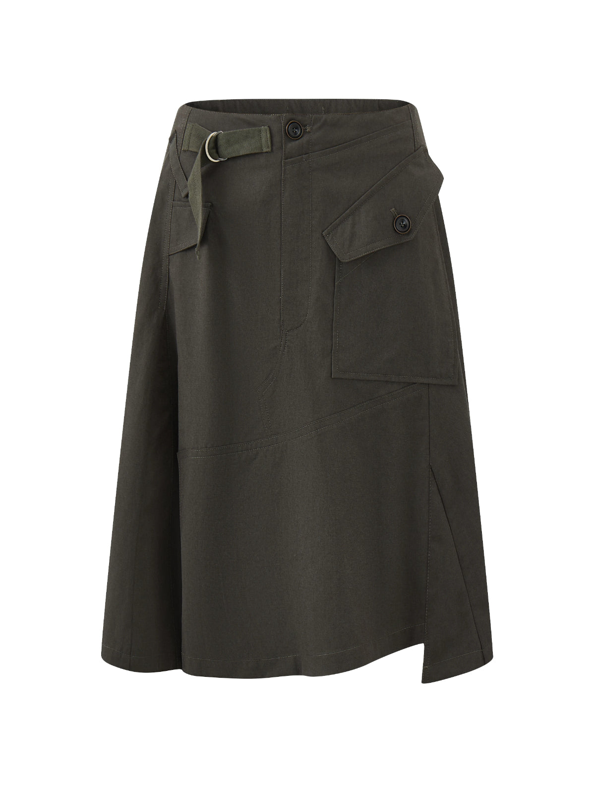 Asymmetric A-Line Midi Skirt