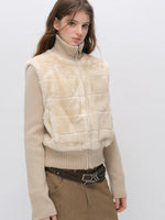 Faux Fur Ribbed Knit Patchwork Jacket