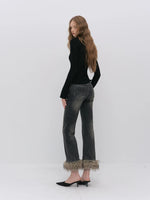 Vintage Washed Cotton Flare Jeans