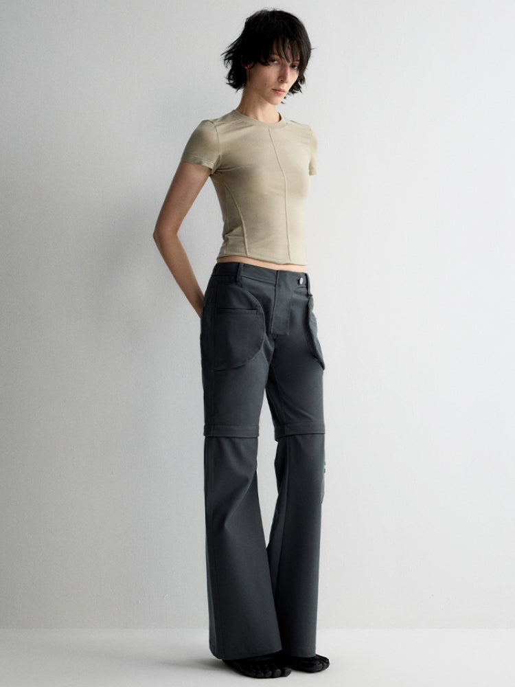Two-in-One Removable Flared Casual Pants
