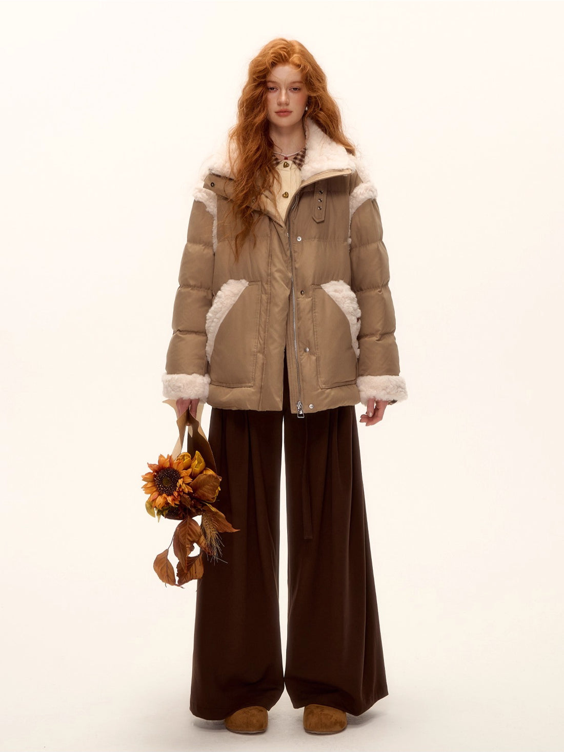 Pleated Tie Wide-Leg Pants