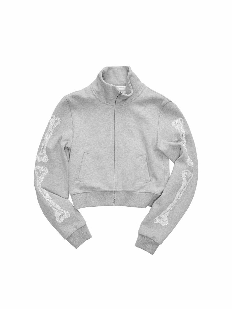 Bone Sequin Stand-Collar Sweat Set