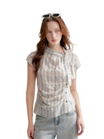 Ruched Plaid Blouse