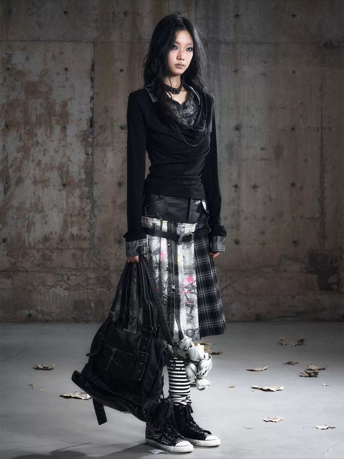Checked Ruffle Blouse