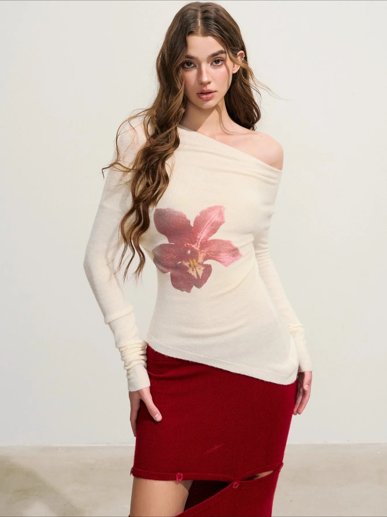 Asymmetrical Knit Top &amp; Mermaid Skirt Set