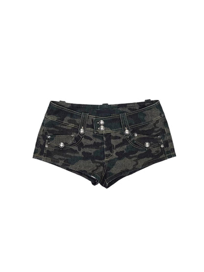 Camo Double Button Short Jacket &amp; Shorts Set