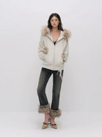 Fur Trim Knit Lounge Set