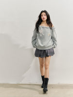 Off The Shoulder Brooch Sweatshirt