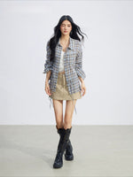 Retro Plaid Tie Shirt