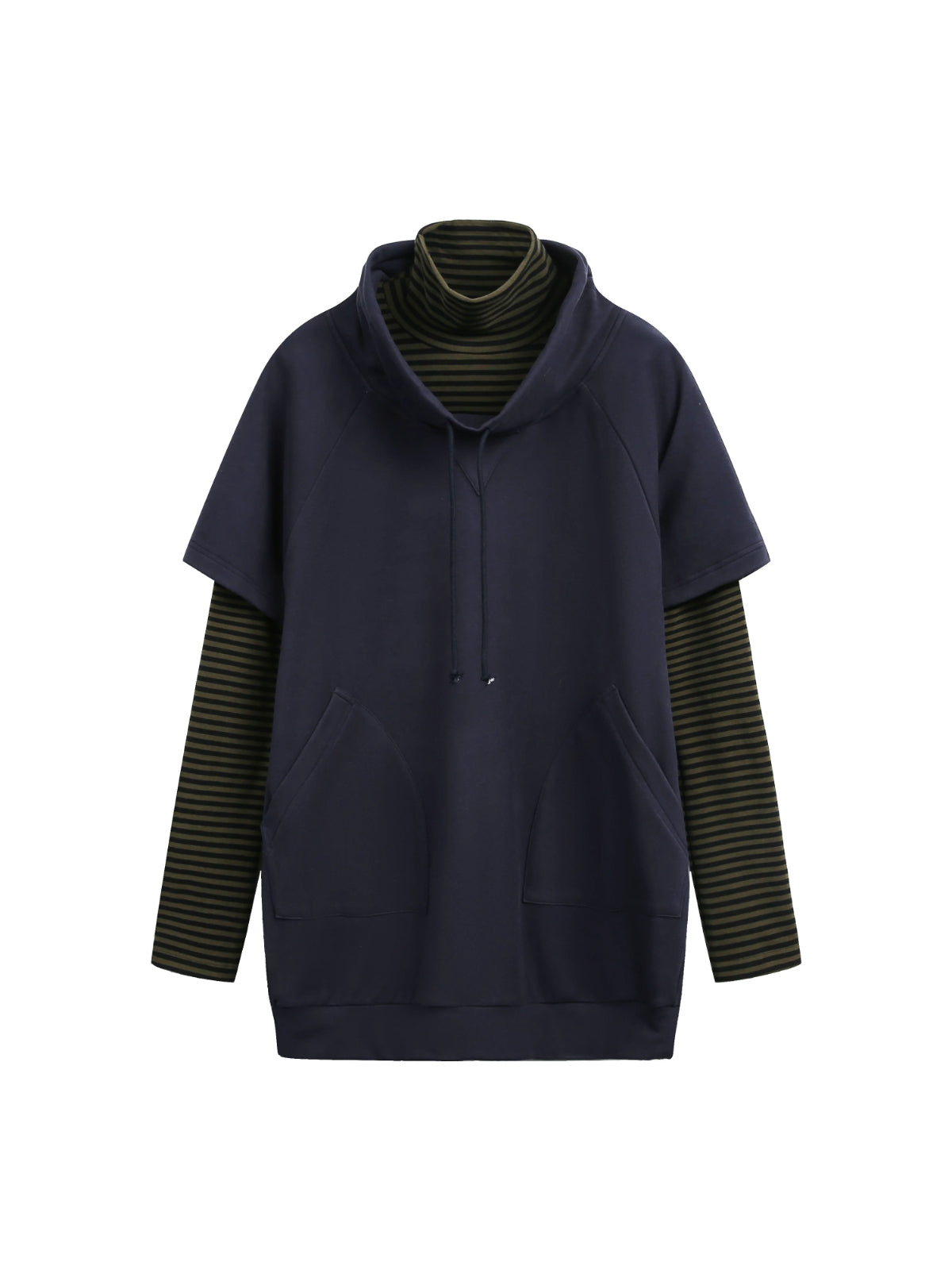 Striped Turtleneck Hoodie Set
