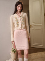 Cosagach Cream Wool Knit Cardigan & Skirt Set