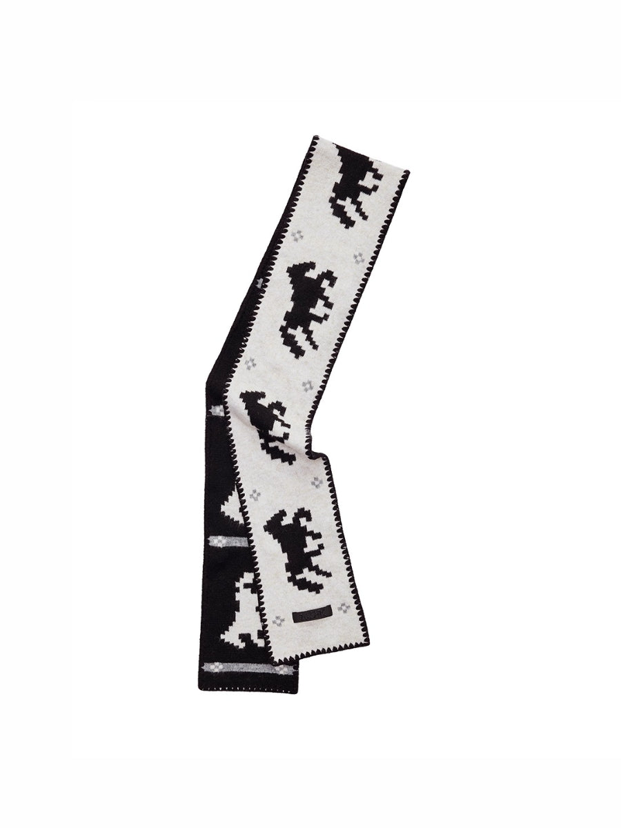 Fair Isle Pony Jacquard Knit Scarf