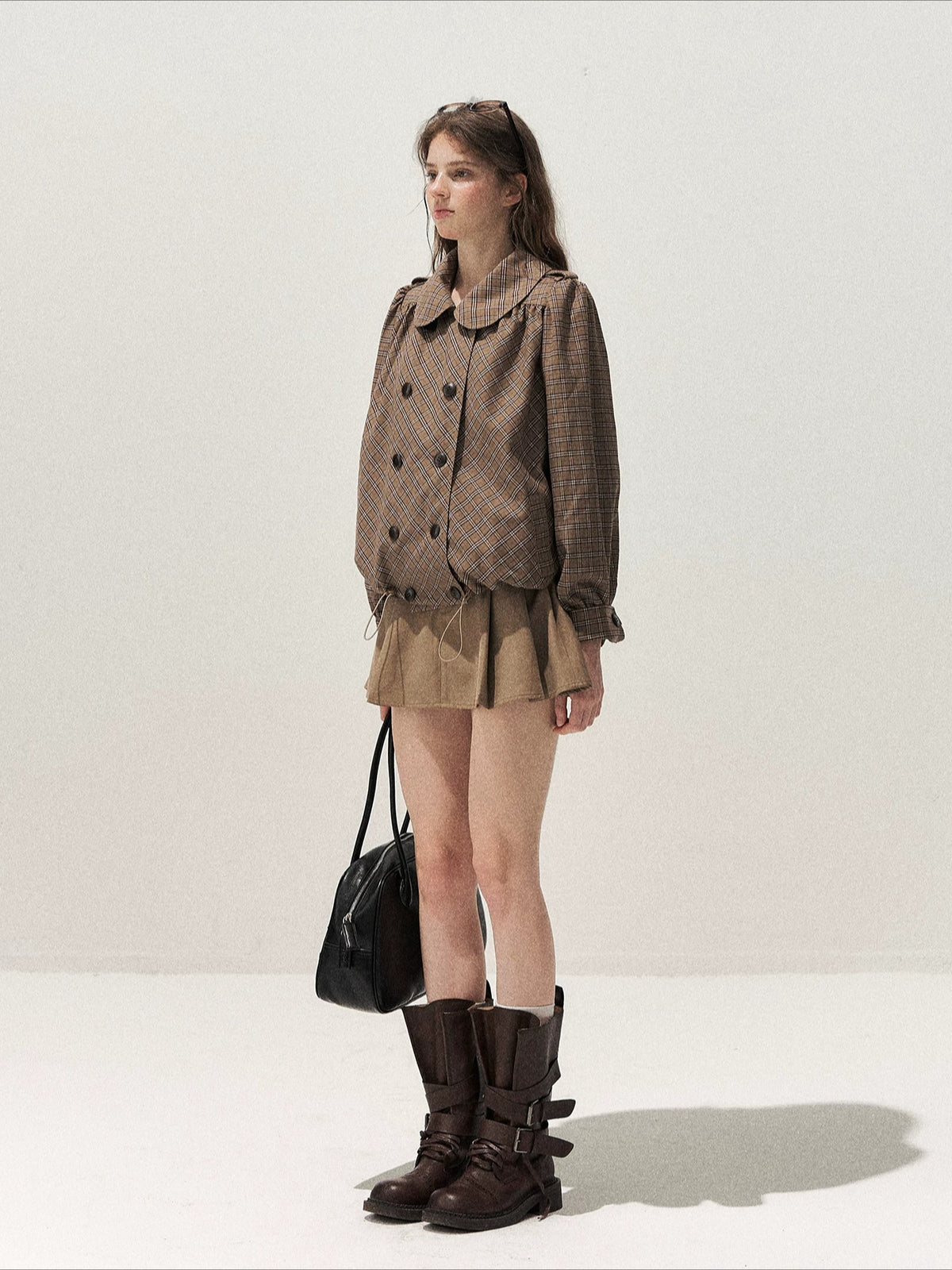 Plaid Peter Pan Trench Set