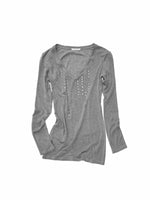Rhinestone V Neck Knit Top