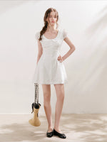 White & Pink Doll Collar Mini Dress