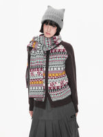 Contrast Folk Print Cardigan Set
