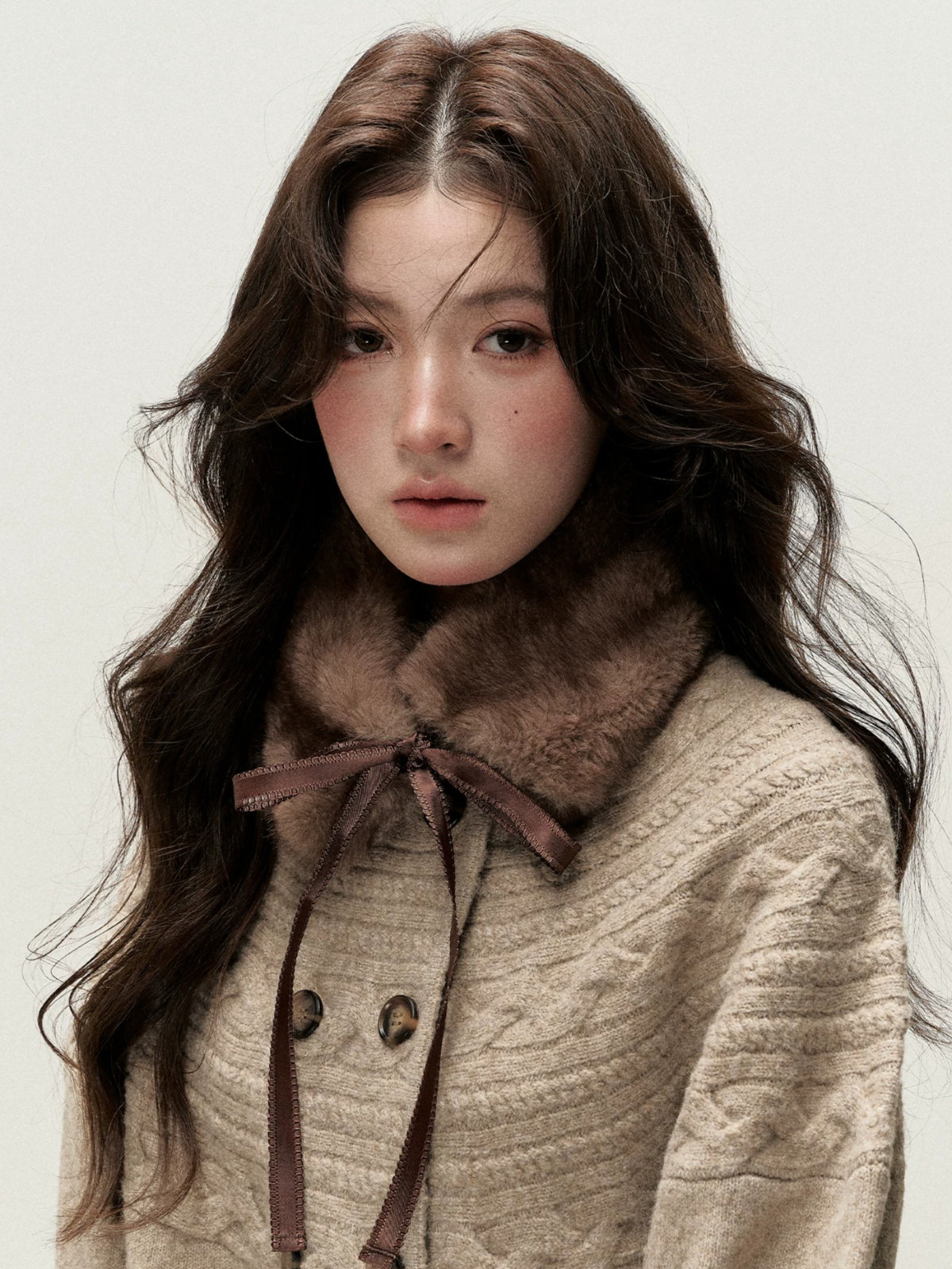 Vintage Bow Faux Fur Collar