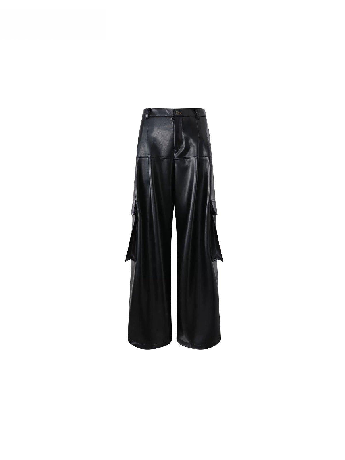 Vintage PU Cargo Wide-Leg Pants