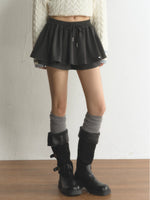 Drawstring Waist Flared Mini Skort