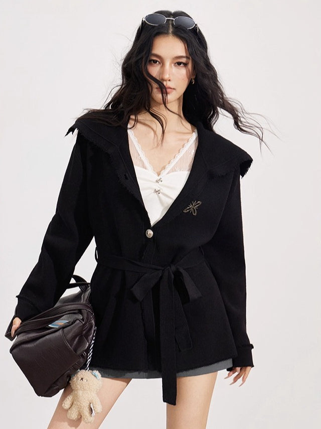 Oversized Collar Knit Jacket