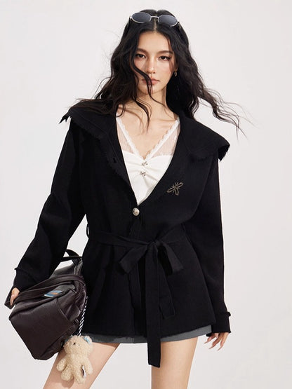 Oversized Collar Knit Jacket