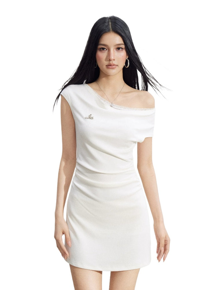 Lace Draped Waist Dress