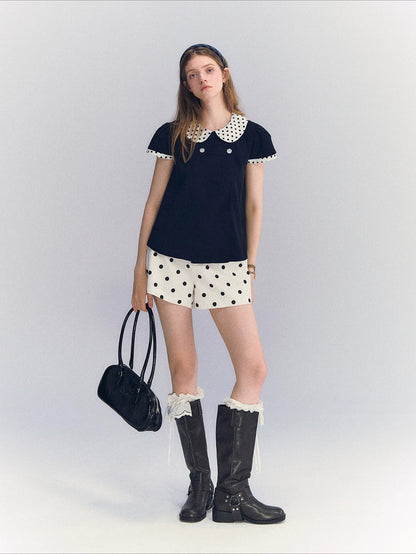 Polka Dot Collar Top