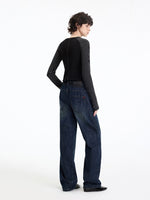 Vintage Washed Panel Straight Jeans