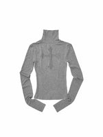 Cross Lace Rhinestone Turtleneck Top