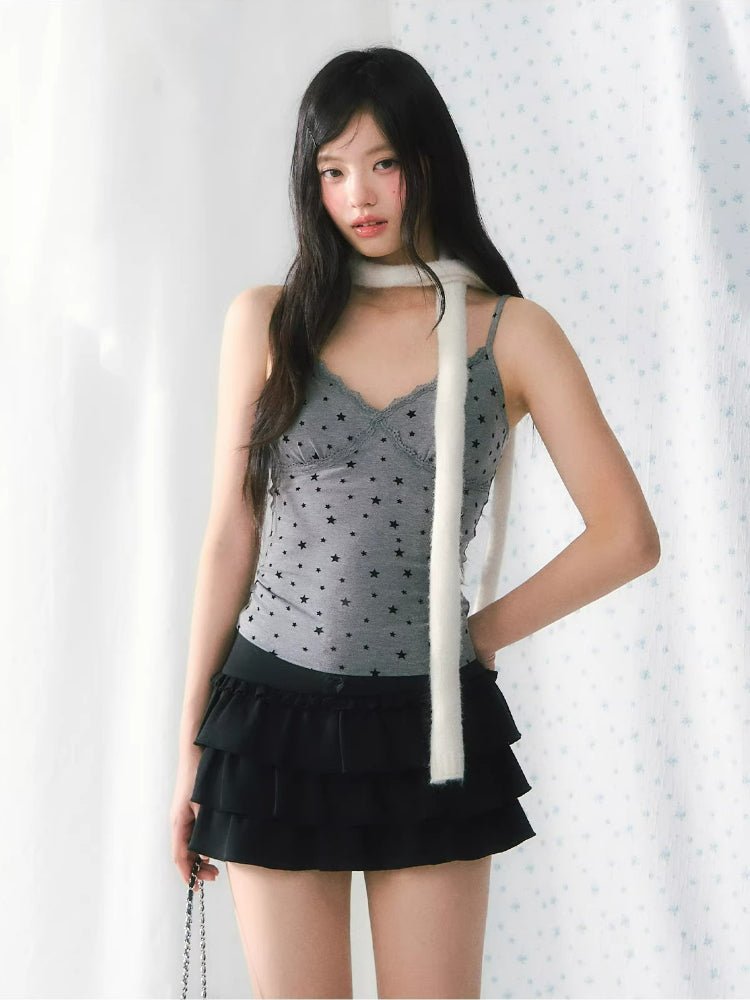 Lace Star Flocked Camisole